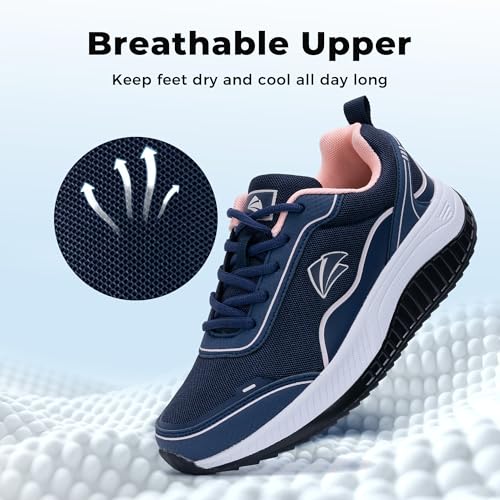 Image of MAFEKE Womens Wide Toe Box Walking Shoes Arch Support Orthotic Sneakers Wide Width Tennis Shoes for Plantar Fasciitis Bunions US 6.5-11