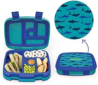 Bentgo Kids Prints (Sharks) - Leak-Proof, 5-Compartment Bento-Style Kids Lunch Box - Ideal