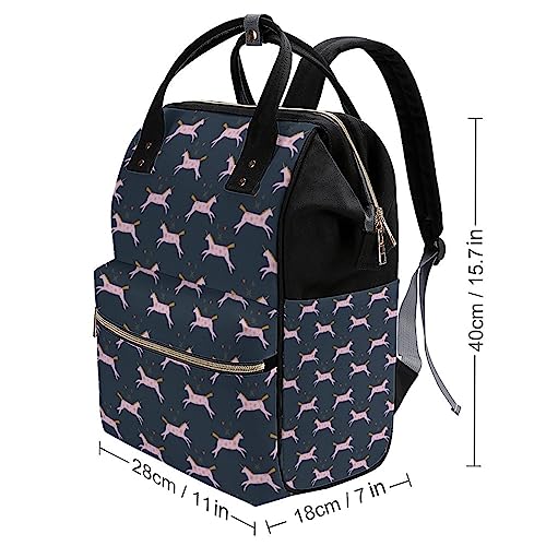 Pink-Cute-Boho-Little-Unicorns-Diaper-Bag-Portable-Backpack-Mommy-Bag-Travel-Shoulder-Daypack-for-Outdoor-Working-Beach