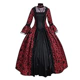 Abaowedding Women's Victorian Rococo Dress Inspiration Maiden Costume Vintage Dress (XL, Burgundy)