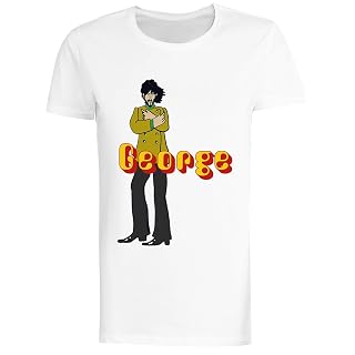 sous-Marin Jaune Harrison T-Shirt Blanc Femme T-Shirt À Manches Courtes Femme Female White Tee Women Short Sleeve T-Shirt — B0H5K26KJB - Les Beatles, Paul McCartney, John Lennon, RIngo Starr, George Harrison