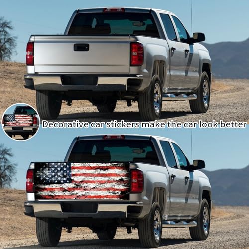 Image of Turck Tailgate Wraps Decals - 66x23.6 in Tailgate Decals for Trucks, America Flag Tailgate Graphics for Trucks Pickup Personalized Decoration