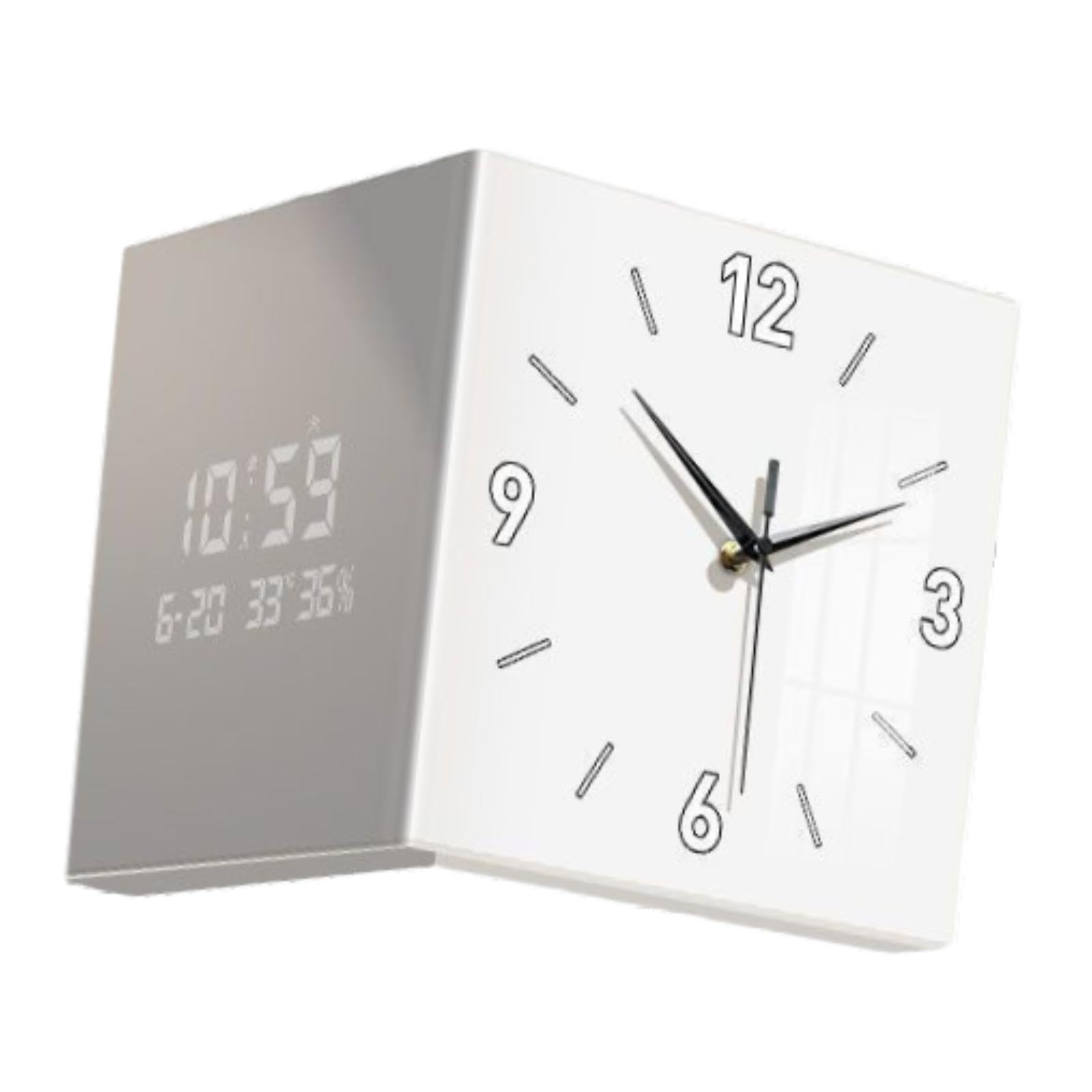 Elegante, doppelseitige Eckwanduhr für Küche, Wohnzimmer, Büro oder Landhausstil – vielseitig einsetzbar, Weiß, 26 x 26 cm