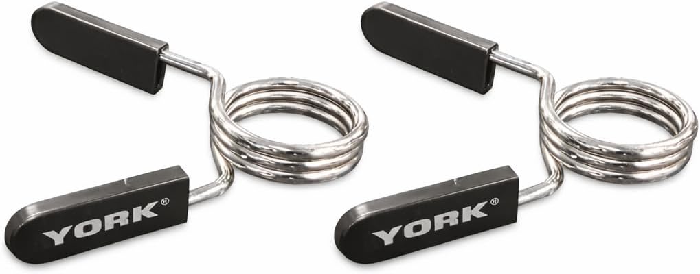 York Barbell 2" Olympic Barbell Spring Collars Pair – Chrome Plated Steel Barbell Clips with Rubber Grip Handles – Heavy Duty 2 Inch Weightlifting Lock Buckle Clamps for Gym, Home & Commercial Use