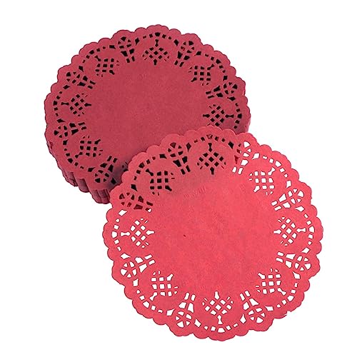 FELTECHELECTR 100pcs Round Paper Placemats Lace Doilies Wedding Table Decoration Food Safe Paper Random Color