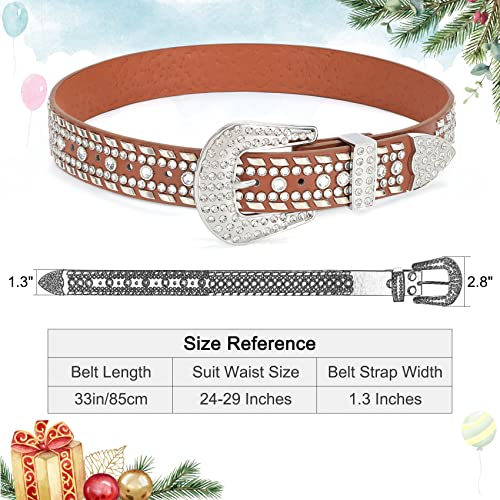 WHIPPY Kids Rhinestone Western Belt, Cowboy Cowgirl Diamond Studded Bling Leather for Girls Boys3