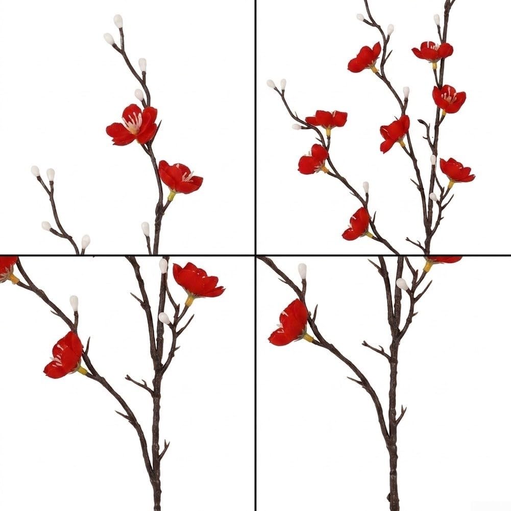 Künstliche Zweige mit roten Pflaumenblüten, 54 cm, künstliche wintersüße Stiele, für Heimdekoration, 13 Stück