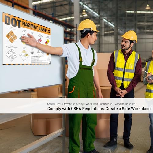 Image of DOT Hazmat Labels Poster - 49 CFR 172 Hazardous Materials Warning Labels Chart, Class 1-9 Hazard Identification Guide for Warehouses, Transportation, Chemical Safety & HazMat Training