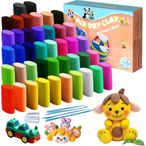 snookids Arcilla Polimerica Secado al Aire, 42 Colores Plastilina con 4 Herramientas para Esculpir y 20 Bolsas selladas, Pasta de Modelar para Niños Niñas 3 4 5 6 7 8-12 Años