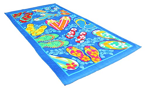 Fashion Colorful Terry Cotton Beach Towel, 30x60", Soft Absorbent and Dry Fast