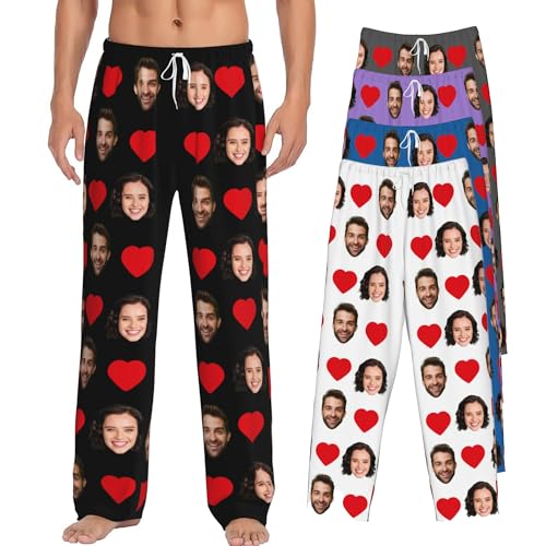 Personalized Custom Pajama Pants for Men with Faces on them Custom pj Pants For Women Pets with Pockets Christmas