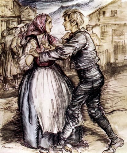 Toile décor art mural classique Henrik Ibsen Peer Gynt par Arthur Rackham peinture 60x90cm