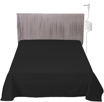 Grounding Sheets Twin Size with 15 Grounded Cord 90% Organic Cotton & 10% Pure Silver Fiber Grounding Flat Sheet Conductive Earthing Sheets Earth Connected Bedding, Black