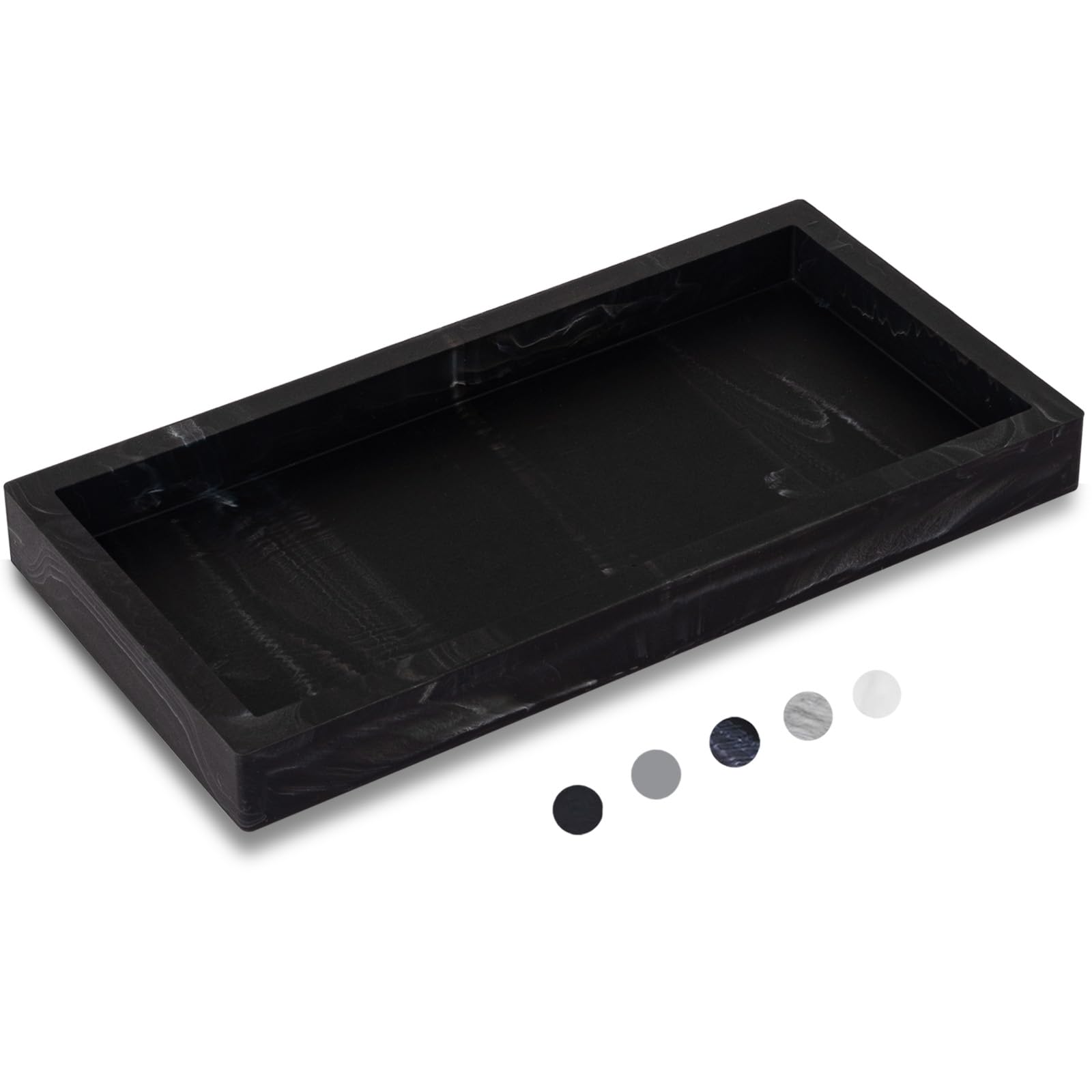 Silicone Bathroom Vanity Tray Dish Soap Holder Sink Organizer, Marble Black