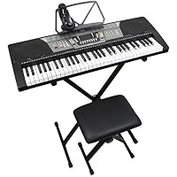 Axus AXP10 61-Key Portable Electronic Keyboard Piano Bundle for Beginners and Kids with Stand, Stool, Headphones, 6 Months FREE Lessons, Power Supply and Music Rest
