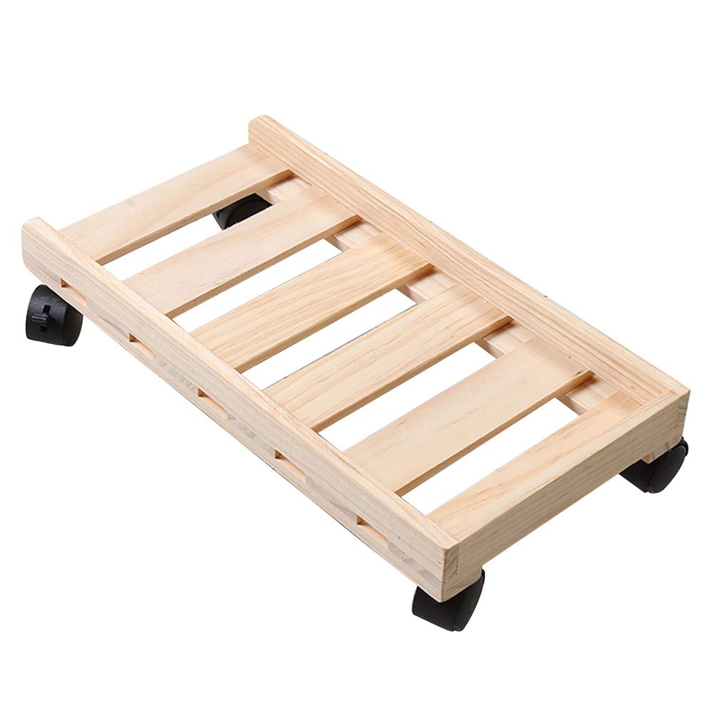 Computer CPU Stand Cart, Computer Tower Stand Computer Stand with Brake Wheels Floor CPU Holder Under Home Office Desk, Wooden Computer Tower Cart Host Carrier