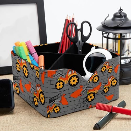 Fournitures de bureau : pot à crayons orange et rangement à 4 compartiments pour espace de travail - 8