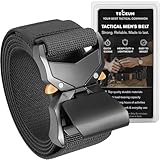 TECEUM Tactical Belt – Black B1 M – Heavy-Duty Military, Work, Hiking,Rigger, Utility, EDC Men’s Belts – Quick-Release – Nylon Web