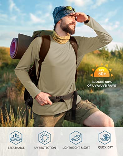 Image of Roadbox Mens UPF 50+ UV Sun Protection Shirts Outdoor Long Sleeve SPF Rash Guard for Fishing Hiking Swimming Running