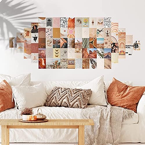 Fardes Aesthetic Boho Decor, 70pcs Boho Posters for Bedroom Aesthetic, Wall Collage Kit Aesthetic Pictures for Boho Bedroom Decor, Prints for Boho Room Decor for Teen Girls and Women, Boho Wall Decor