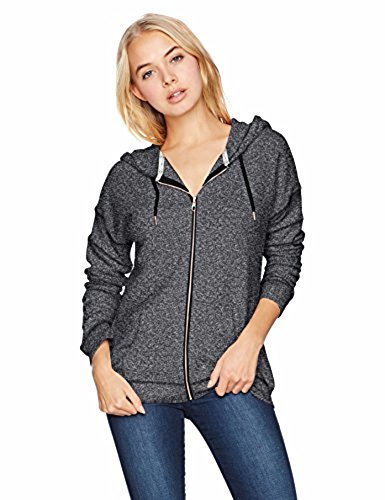 Volcom Junior's Womens' Lil Zip Up Hooded Fleece, Heather Black, XS