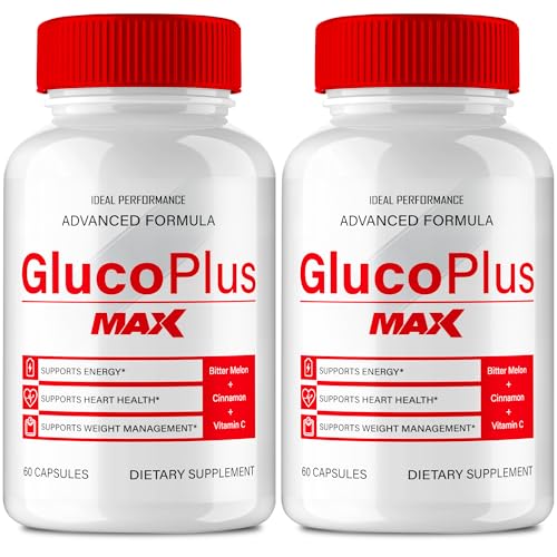 Gluco Plus Max Advanced Blood Optimizer Formula Capsules, Gluco Plus Max Supplement Pills - Extra Strength, All Natural Healthy Circulation & Stable Levels, GlucoPlusMax Support Reviews (2 Pack)