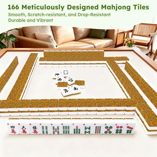 Set de Mahjong Americano con 166 fichas acrílicas y accesorios miniatura 7