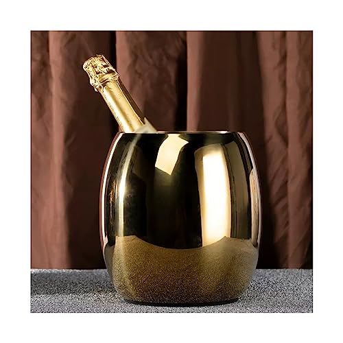 Cubitera de acero inoxidable de 3,6 litros dorada con diseño elegante efecto mármol 2