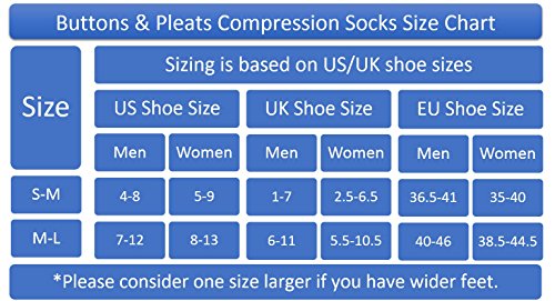 Buttons & Pleats Compression Socks for Women and Men Black ML - Thumbnail 2
