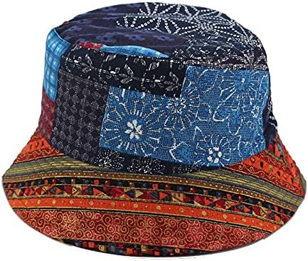 Hippie Patch Red Reversible Bucket Hat for Women,Double Side Wear Packable Uv Protection Summer Beach Sun Cap, Aesthetic Outdoor Fisherman Cap