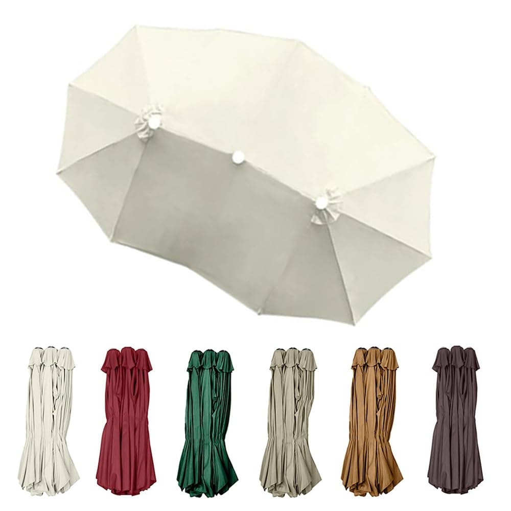 ksxnkhk Large Replacement Canopy for Double Parasol, Replacement Cover 4.6m, 12 Ribs, XXL Awning (Beige)