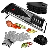 Mandoline Slicer, Vegetable Potato Slicer, Julienne Slicer, Onion Cutter, Including 5 Interchangeable Stainless Steel Blade By Medove.