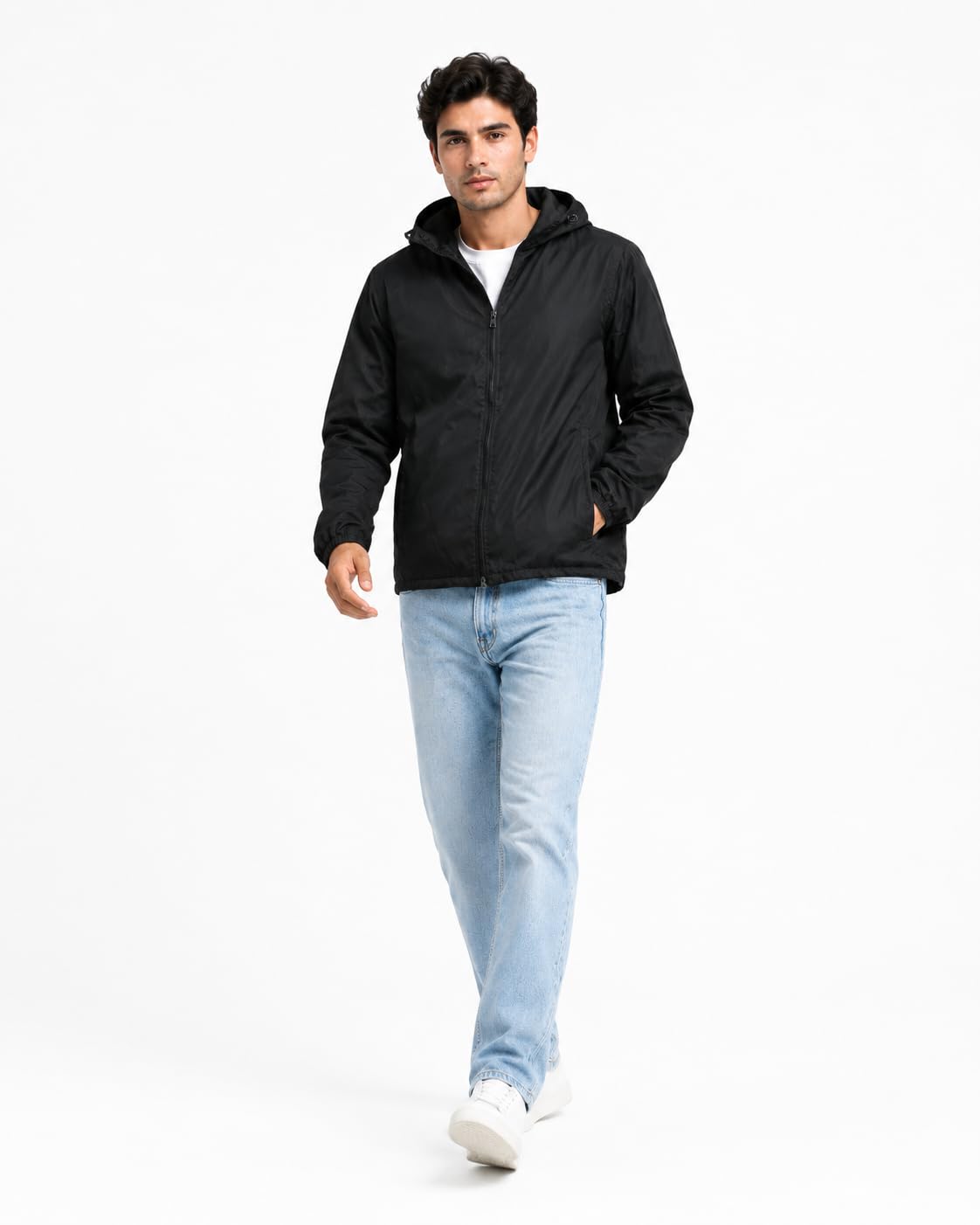 A to Z CREATION Men’s Sunscreen Parka Jacket | Anti Tan UV Protection Biker Jacket | Lightweight Full Sleeve Zip-Up Summer Outdoor Wear | Black-M 1
