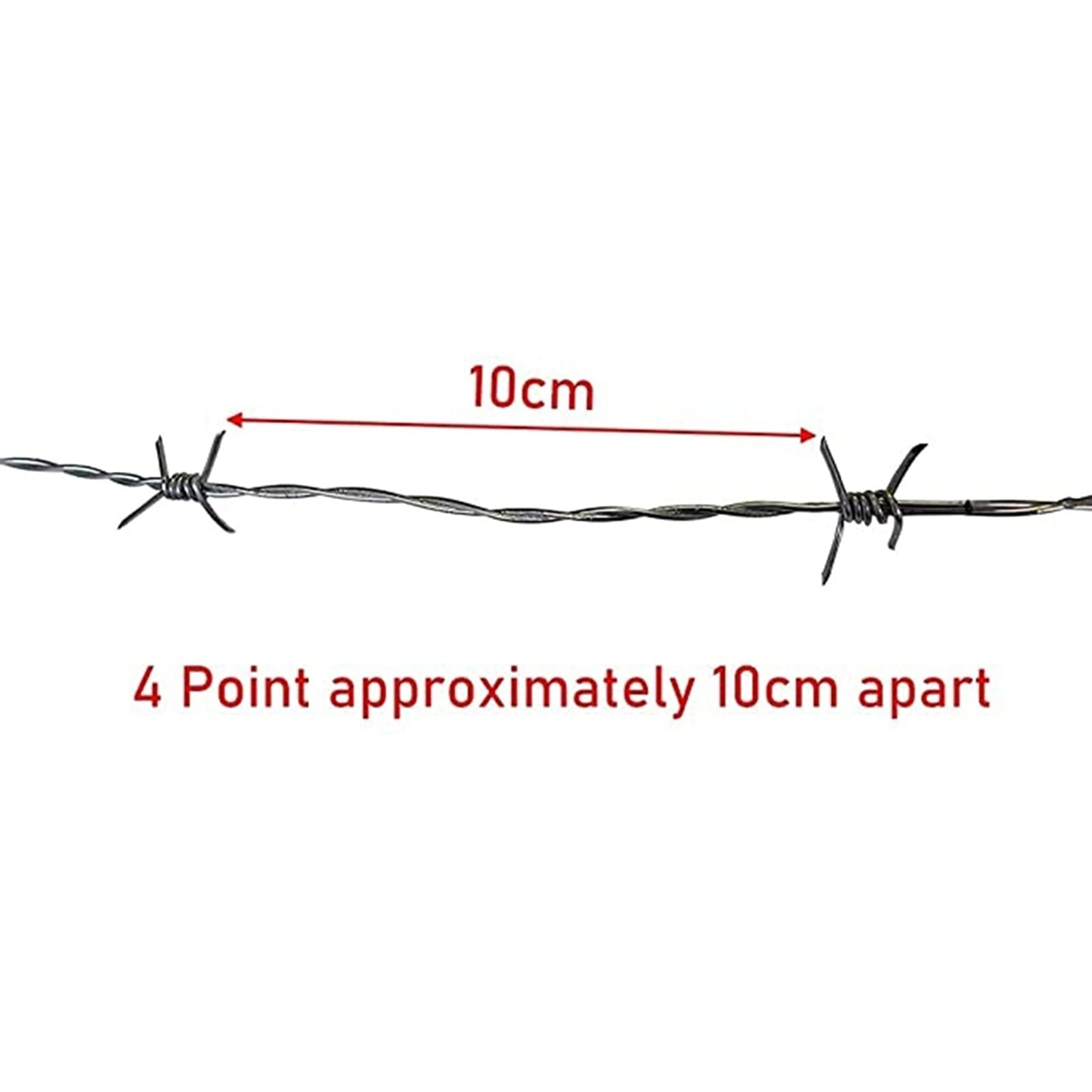 Rollo de Alambre de púas de 4 Puntas, galvanizado en Caliente, Calibre 23, Resistente y Flexible para cercas, Manualidades y como Elemento disuasorio para Animales. Incluye Guantes (Plateado