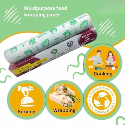 Image of Food Wrapping Paper Roll for Kitchen - 30 Mtr /300 Gram Non-Stick Butter Paper & Parchment Paper for Baking, Air Fryer & Roti Wrap | Eco-Friendly & Food Grade Foil Paper Alternative