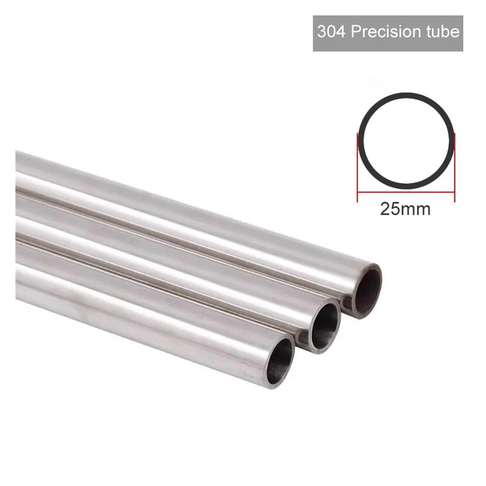 Präzisionspoliertes Rohr aus Edelstahl 304, 25 mm Außendurchmesser, 1 mm, 2 mm, 2,5 mm, 3 mm Wandstärke, innen und außen poliert(25x1.5mm-500mm)