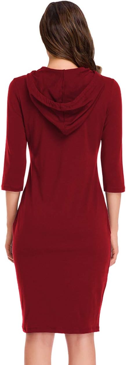 Clearlove Women's Stripe Pocket Knee Length Slim Pullover Hoodie Dress - Image 3