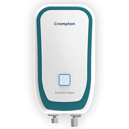 Crompton Solarium Vogue 3-Litre, 3KW Instant Water Heater/Geyser with free Installation & Pipe (White and Turquoise Blue)