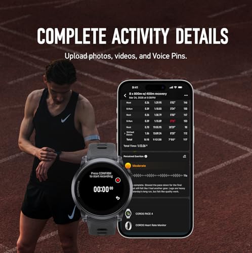 Image of COROS PACE 4 Ultralight Sport GPS Watch for Run - Black Crystal, Aluminum | 1.2 inch AMOLED Touchscreen,19 days of daily use, Voice Control, Advanced Training Tools, Accurate GPS, Heart Rate Monitor