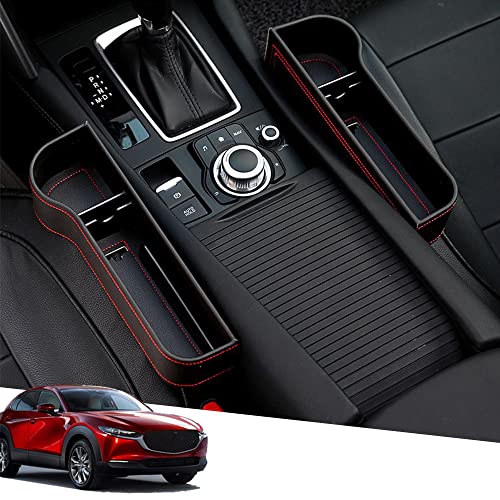 Great-Luck PU Leather Car Organizer Front Seat Filler,with Cup Holder Car Seat Storage Pockets Box for Phone Key Card Coin Case Accessoies(2 pieces) for Mazda 3(2019 2020) CX-30(2020)