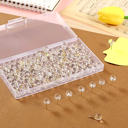 Jimsumm Push Pins, 150 Count Gold Map Thumb Tacks Large Size Pins Golden Steel Point And Transparent Plastic Round Head For Bulletin Board, Fabric Marking, Crafts And Office Organization (Gold) #TOP2