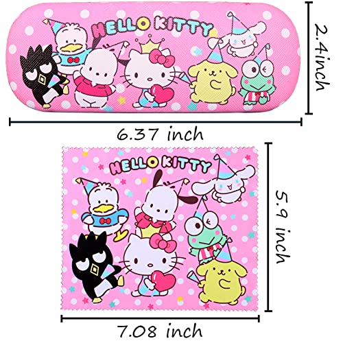Image of ADBGV Cute Stylish Hard Shell Eyeglasses Cases Protective Case Storage Box With Glasses Cloth Eyeglass Strap for Girl Teen