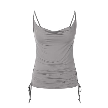 Women's Cowl Neck Drawstring Cami Top Draped Collar Ruched