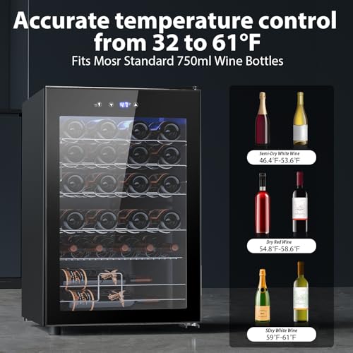 Image of Electactic Wine Cooler Refrigerator 4.4Cu.ft, 37 Bottle Freestanding Cabinet Wine Cellars, Wine Fridge with Glass Door for Home Use, Protecting Your Reds and Whites