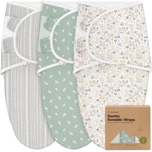 Image of 3-Pack Organic Baby Swaddle Sleep Sacks - Swaddles for Newborns, Infant 0-3 Months, Baby Girls, Boys, Soft & Snug Newborn Sleep Sack, Nursery Swaddling Blankets (Prairie)