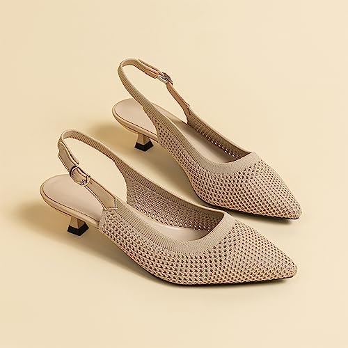 Image of youngshow Women's Slingback Kitten Heels for Work