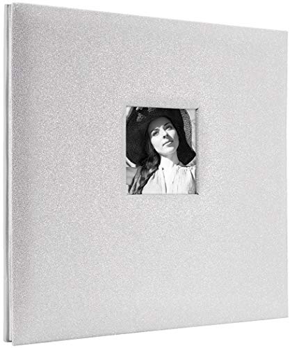 Image of MCS Expandable 10-Page Glitter Scrapbook Album with Photo Opening Cover and 12 x 12 Inch Pages, 13.5 x 12.5 Inch, Off White