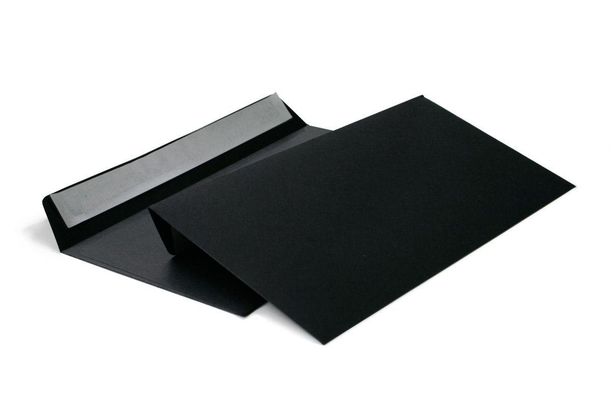 Briefumschläge schwarz DIN lang C6/5, ohne Fenster, 120g/m² Größe: 114x229 mm haftklebend mit Abdeckstreifen 214A(500)