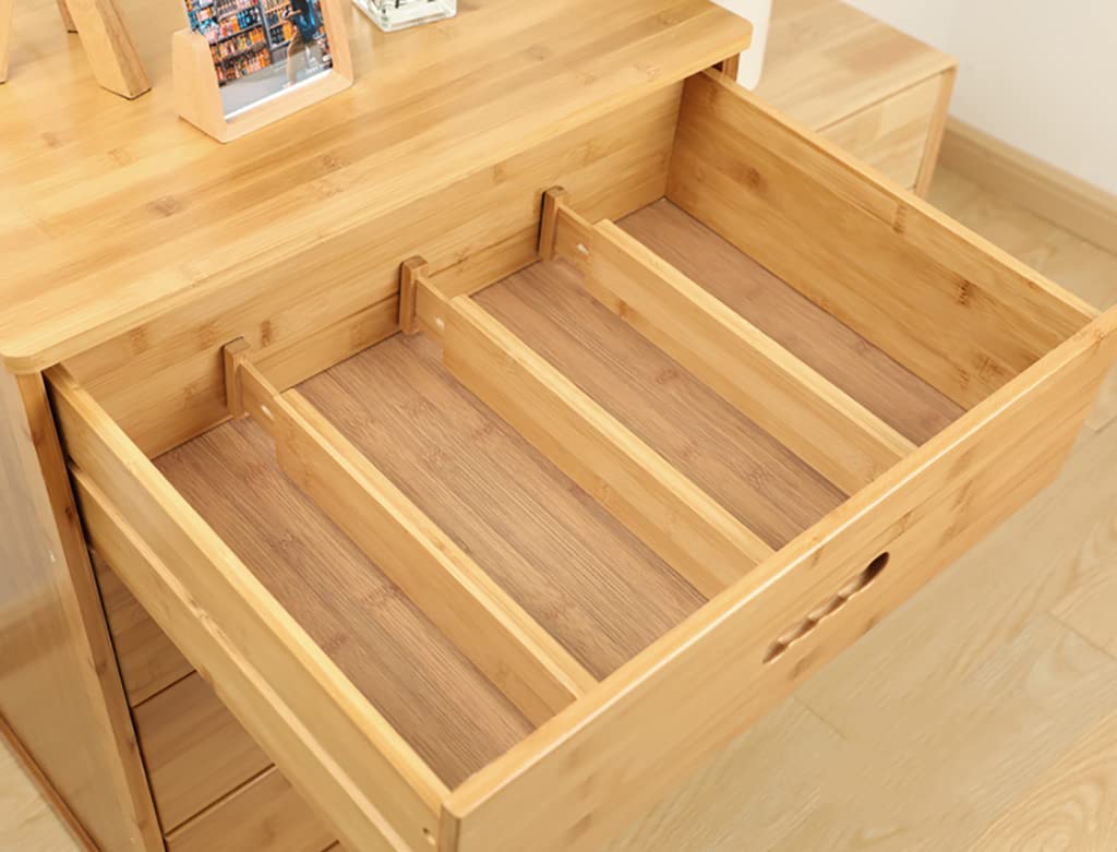 Générique Séparateurs de tiroir en Bambou Organiseur de tiroir de Cuisine réglable Séparateur rétractable à Ressort pour Cuisine, Commode, tiroirs de Chambre et Armoire, 4 pièces