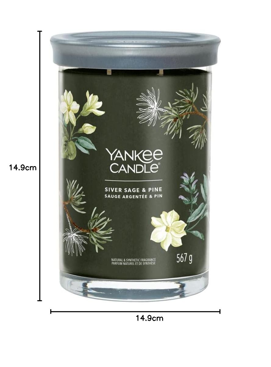 Yankee Candle Duftkerze im Glas, groß, Salbei und Kiefer, silberfarben